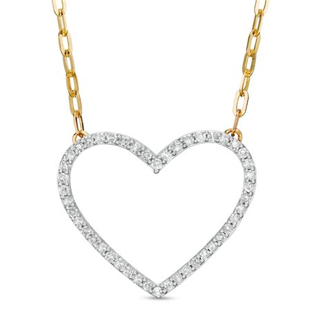 1/4 CT. T.W. Diamond Heart Necklace in 10K Gold | Zales