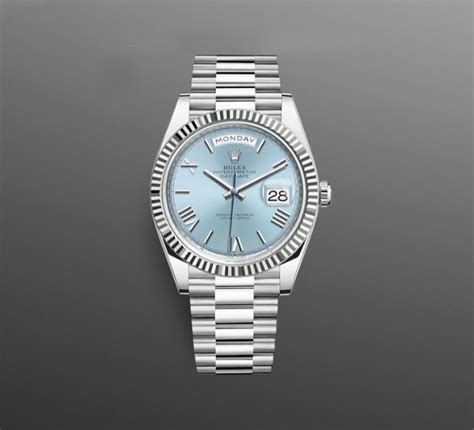 Prix Rolex Day Date Platine Cadran Bleu Glacier