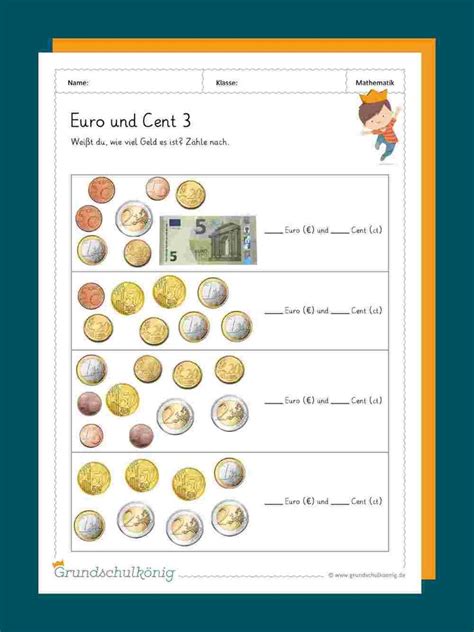 Euro Und Cent Grundschulk Nig Grundschulkoenig Mathe