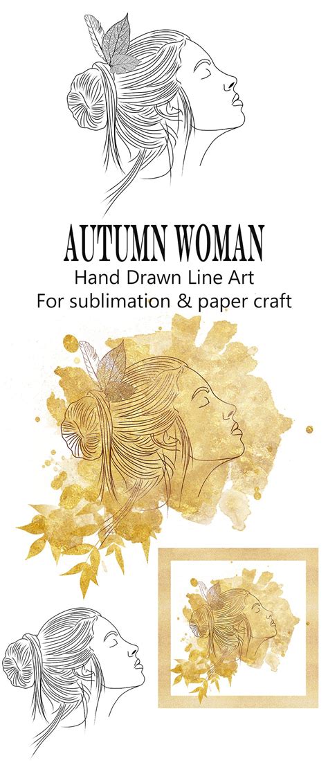 Autumn Woman Line Art