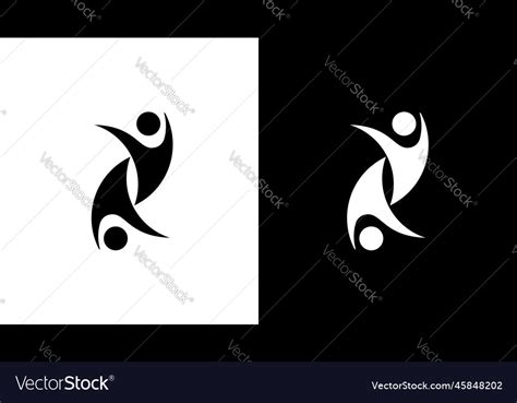 Community logo two people unity black and white Vector Image