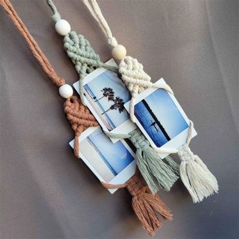 One Handmade Macrame Polaroid Hanger Car Decor In Macrame Design