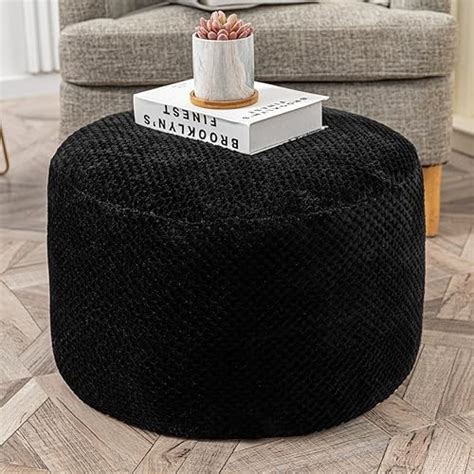 Unstuffed Fur Pouf Ottoman Foot Rest Cover Faux Fur Ottoman Cover