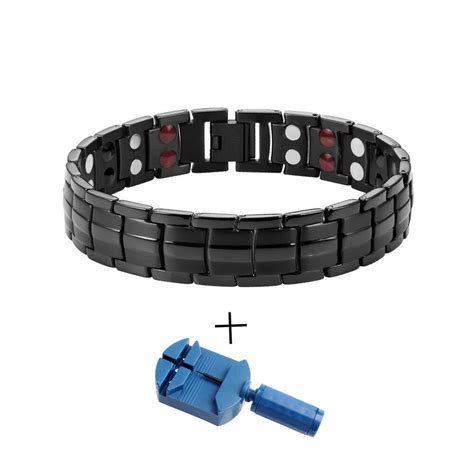 FINE4U B389 Mens Titanium Magnetic Bracelets Arthritis Relief Pain