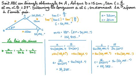 Vid O Question Utilisation De La Loi Des Sinus Pour Calculer Des