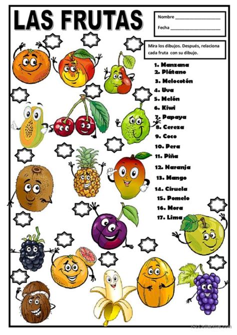 Vocabulario Frutas Comprension Lec Espanol Ele Hojas De Trabajo Pdf Doc