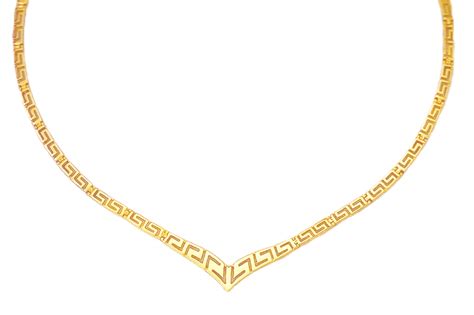 gold white gold greek key meander necklace   hellenic art