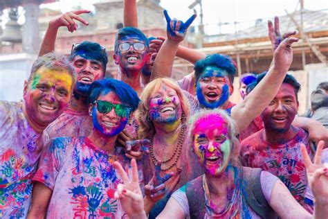 Holi Festival Of Colors Celebration In Kathmandu Nepal Editorial