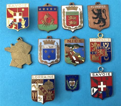 Lot De Anciens Insignes Maill S Blason Armoiries Eur