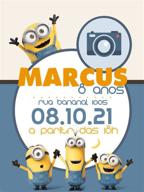 Convite Anivers Rio Minions Foto Edite Gr Tis Nosso Editor Online