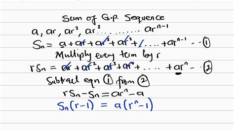 Sum Of N Terms Of Geometric Progression Sequence Gp Series Youtube