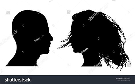 Vector Illustration Man Woman Faces Silhouette Stock Vector Royalty Free 1059016391