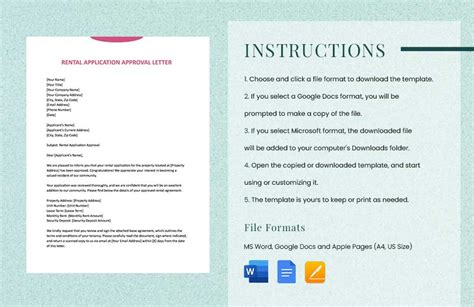 Rental Application Approval Letter In Word Google Docs Pages