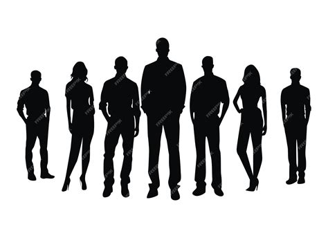 Premium Vector Group Of People Silhouette Icon Set Illustration