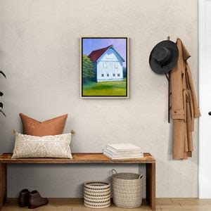 White Barn Painting, Original Barn Art, Farmhouse Barn Art, Modern Barn, White Country Barn ...