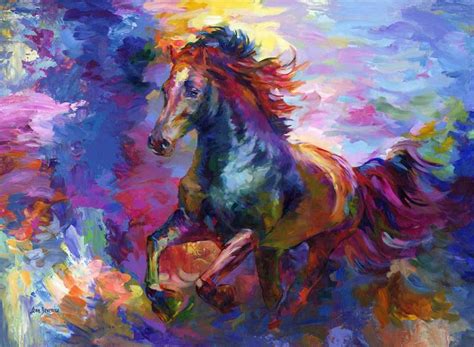colorful abstract horse painting  leon devenice saatchi art