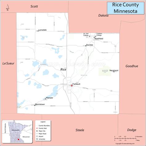 Rice County Map Minnesota Where Is Located Cities Population