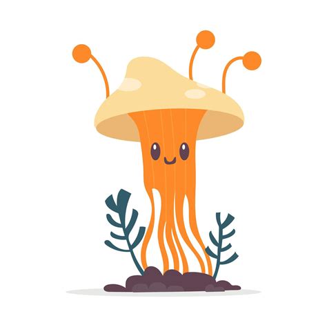 Cute Mushroom Cartoon Fungus Cordyceps Mushroom Spread Concept