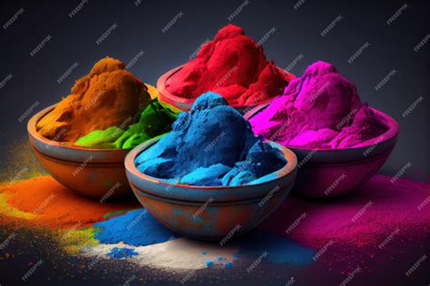 Premium Photo | Indian holi festival colors in bowl.