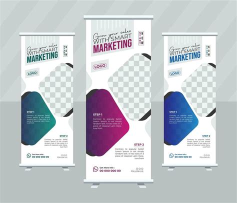 Business Roll Up Banner Stand Template Design Modern Portable Stands