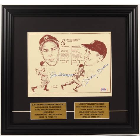 Mickey Mantle Joe DiMaggio Signed LE Yankees 16 5x17 5 Custom Framed