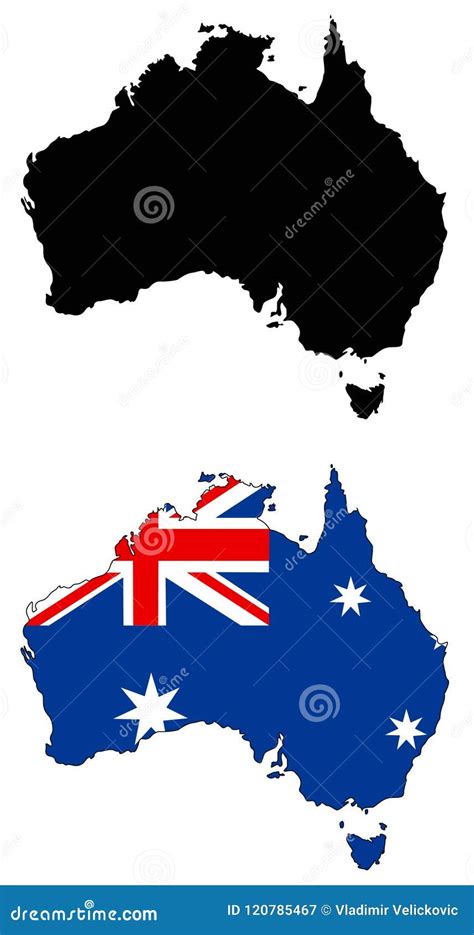 Mapa Y Bandera País De Australia Del Continente Australiano