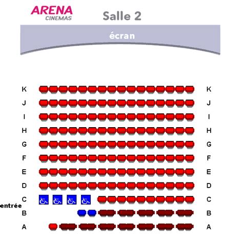 Arena Cinemas Genève La Praille, Plan des salles