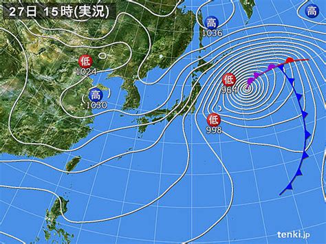 過去の実況天気図2024年02月27日 日本気象協会 Tenkijp