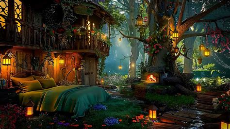 Enchanted Cozy Forest Nook With Relaxing Outdoor Bedroom Ambience