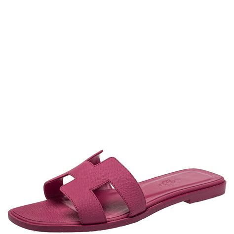 Hermes Pink Leather Oran Sandals Size 36 Hermes Tlc