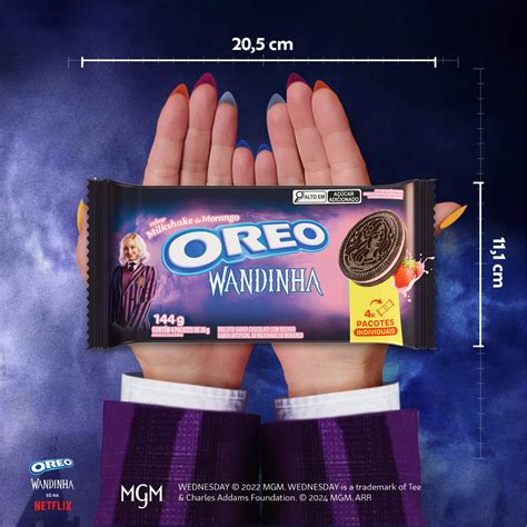 Biscoito Recheado Oreo Milkshake De Morango Wandinha Multipack 144g