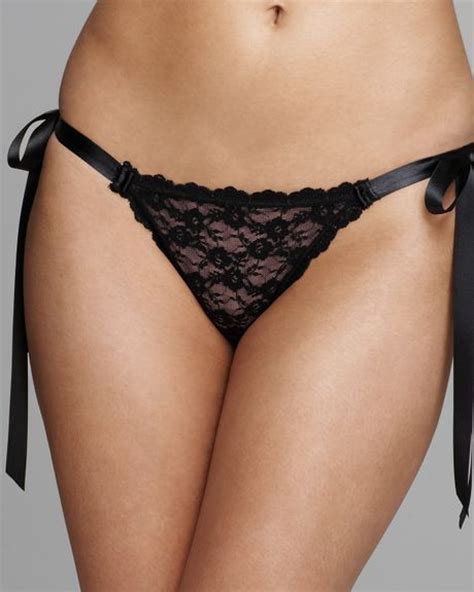 Hanky Panky Peek A Boo Lace Side Tie Bikini In Black Lyst