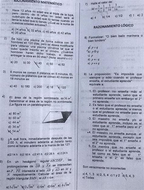 Examen Ingreso Universidad Nacional De Piura Solucionario Unp