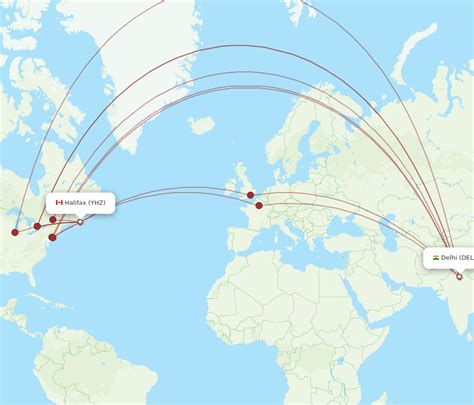 All Flight Routes From Delhi To Halifax Del To Yhz Flight Routes