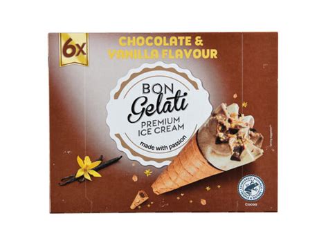 Bon Gelati R Gelado De Baunilha E Chocolate Morango Em Cone Lidl