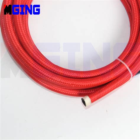 An An Stainless Steel Nylon Braided Oil Fuel Line Hose Foot Red Ebay