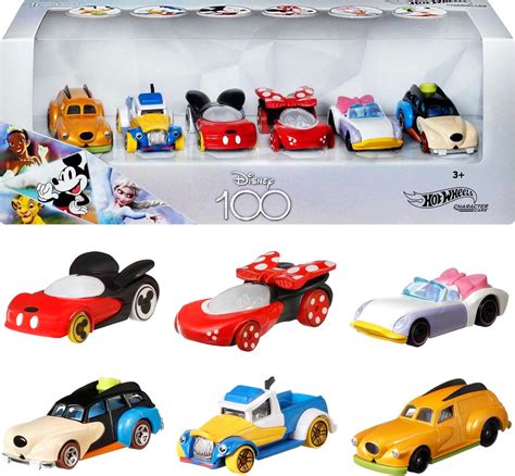 Amazon Hot Wheels Mattel Disney Toy Cars 6 Pack Set Of 6 Character Vehicles In Collectable