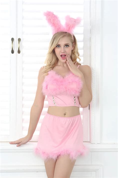 Hot Sale Sexy Lingerie Hot Cosplay Pink Bunny Girl Babydoll Temptation