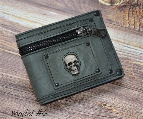 Leather Wallet With Skull Anatomy Skulls Bifold Wallet Etsy