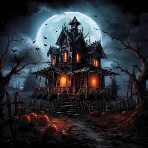 Premium AI Image | Halloween haunted house illustration