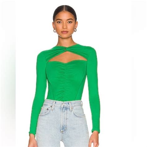 Superdown Tops Superdown Long Sleeve Cutout Green Corset Top Poshmark