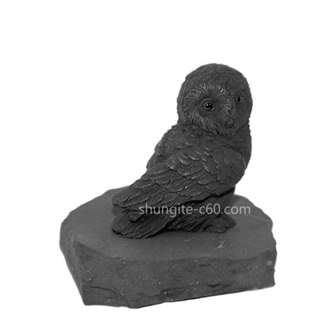 Shungite Figurine Siberian Owl Made Of Rare Russian Stone