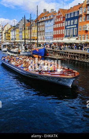 Copenhagen canal cruise tour boat in Nyhavn Stock Photo, Royalty Free ...