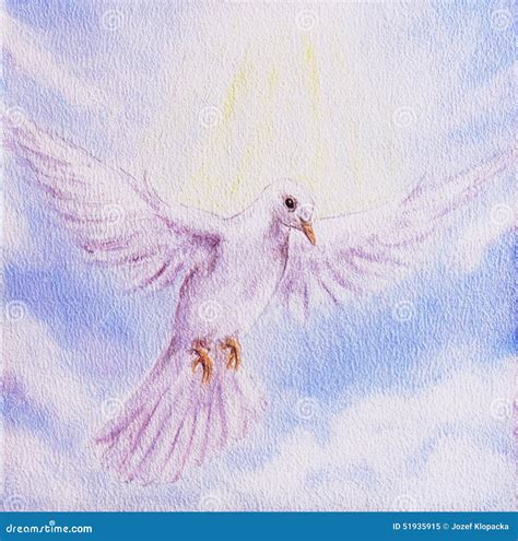 Dove Portrait, White Radiant Holy Flying Peace Symbol, Colorful Stock ...