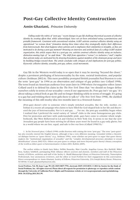 PDF Post Gay Collective Identity Construction