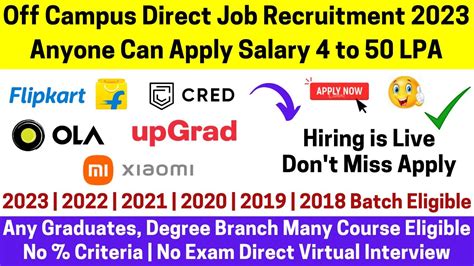 Mega Off Campus Direct Hiring Anyone Can Apply Salary To