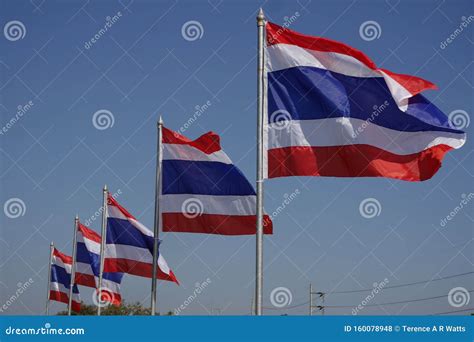 Thai National Flags Flying In The Wind Stock Photo Image Of National