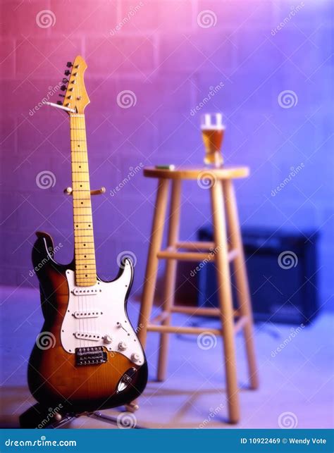 Electric Guitar In Bar Scene Stock Image Image Of Hard Alcoholic 10922469