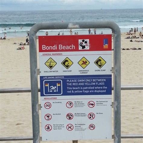 Bondi Beach Sign Bondi Beach Red And Yellow Flag Saving Lives