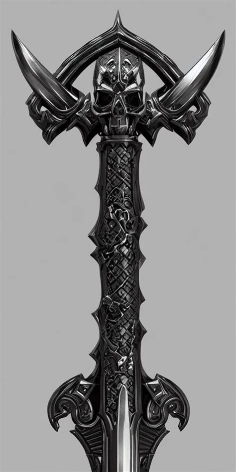 A Black And Silver Sword Skull Crest Ornament Stable Diffusion